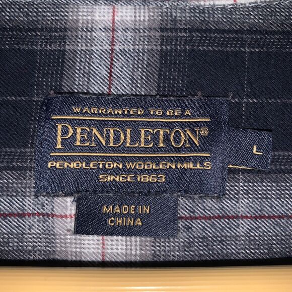 Pendleton Cotton Shirt Womens Size Large Blue Gray Red Plaid Flannel Soft Preppy - Picture 3 of 9
